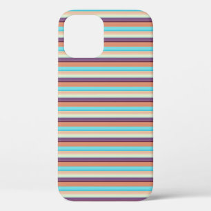Cute blue brown stripes iPhone 12 case