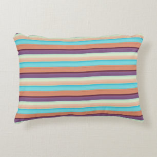 Cute blue brown stripes  decorative cushion
