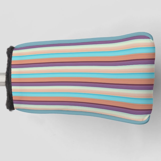 Cute blue brown stripes  golf head cover (Front)