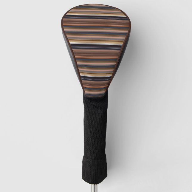 Cute blue brown stripes golf head cover (Front)