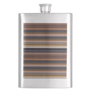 Cute blue brown stripes hip flask