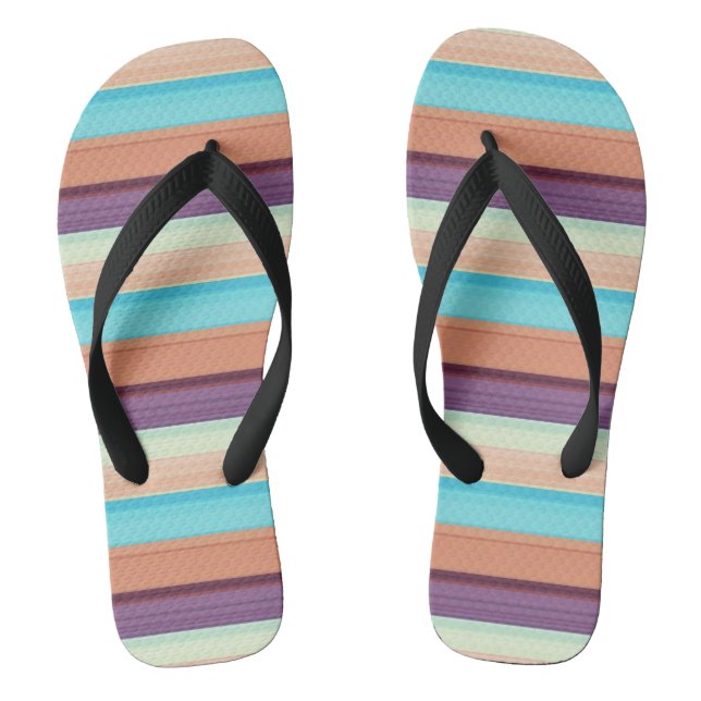 Cute blue brown stripes  jandals (Footbed)