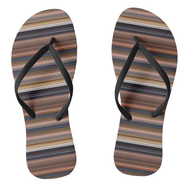 Cute blue brown stripes jandals (Footbed)