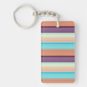 Cute blue brown stripes key ring