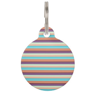 Cute blue brown stripes pet tag