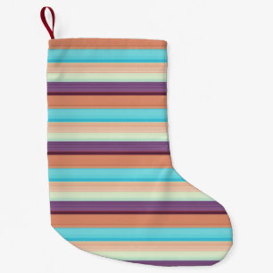 Cute blue brown stripes  small christmas stocking