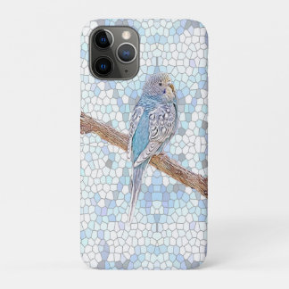 Cute blue budgie on mosaic background Case-Mate iPhone case
