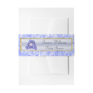 Cute Blue Bunny Invitation Belly Band