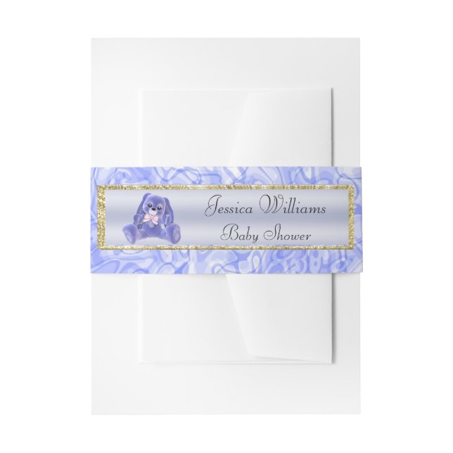 Cute Blue Bunny Invitation Belly Band (Front Example)