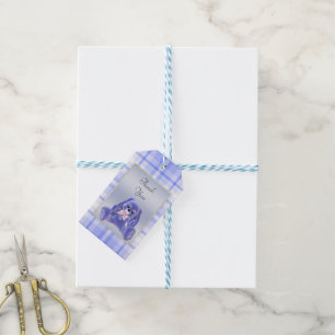 Cute Blue Bunny Rabbit Thank You Baby Shower Gift Tags
