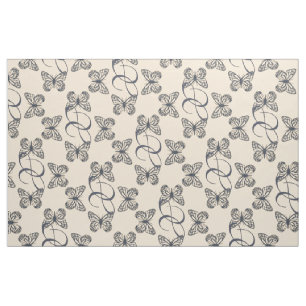 Cute Blue Butterflies & Custom Monogram Pattern Fabric