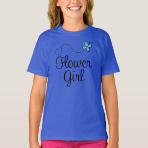 Cute Blue Butterfly Flower Girl Tee