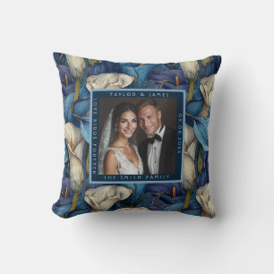 Cute Blue Calla Lilies Flower Minimalist Wedding Cushion
