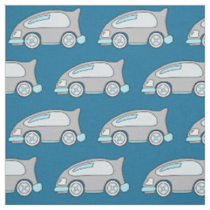 Cute Blue Car Pattern Fabric for Kids