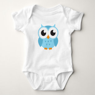 Cute blue cartoon baby owl baby bodysuit