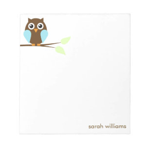Cute Blue Cartoon Owl Notepad