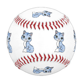 Cute blue cat cartoon baseball