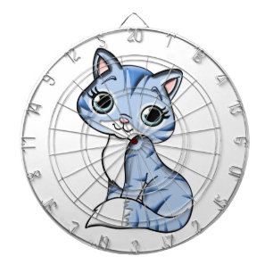 Cute blue cat cartoon dartboard
