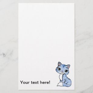Cute blue cat cartoon stationery