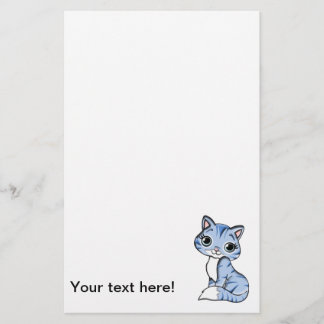 Cute blue cat cartoon stationery