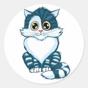 Cute blue cat classic round sticker