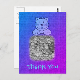 Cute Blue Cat Photo Thank You  Postcard