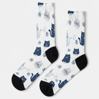Cute Blue Cats Socks