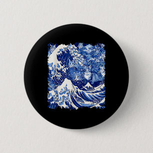 Cute Blue Cats Wave For Kamala Funny Blue Wave Of 6 Cm Round Badge