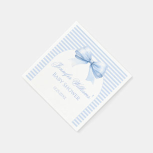 Cute Blue Chic Bow Striped Baby Boy Shower Paper Napkin