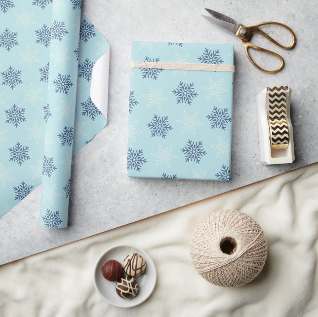 Cute Blue Christmas Festive  wrapping paper (Crafts)