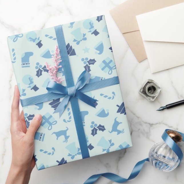 Cute Blue Christmas Wrapping paper (Gifting)