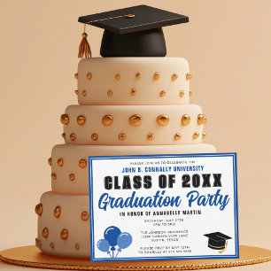 Cute Blue Class of 2026 Modern Graduation Party Invitation