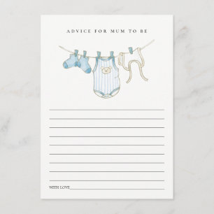 Cute Blue Clothesline Advice for Mum Baby Shower Enclosure Card