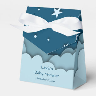 Cute Blue Clouds at Night Baby Shower Favour Box