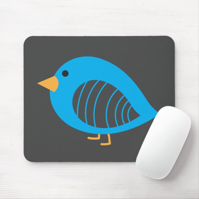 Cute blue colourful quirky birds mouse pad (With Mouse)