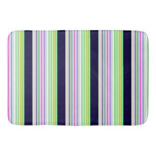 Cute blue colourful stripes bath mat