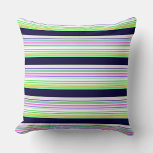 Cute blue colourful stripes cushion