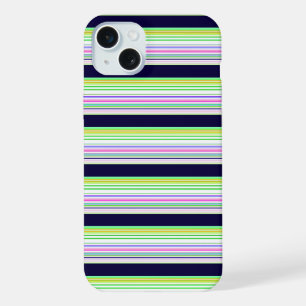 Cute blue colourful stripes iPhone 15 plus case