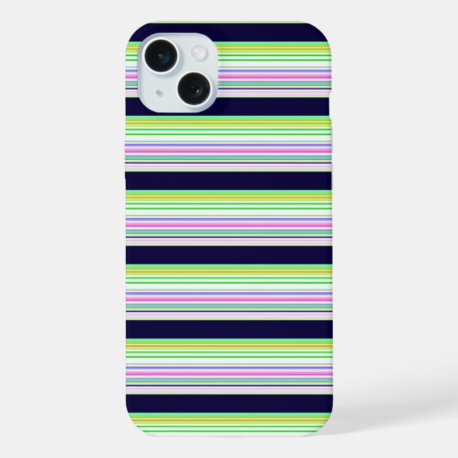 Cute blue colourful stripes iPhone case (Back)