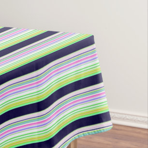 Cute blue colourful stripes tablecloth