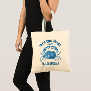 Cute Blue Crab Illustration Custom Template Tote Bag