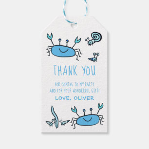 Cute Blue Crab Sea Animals Boy Birthday Thank you Gift Tags