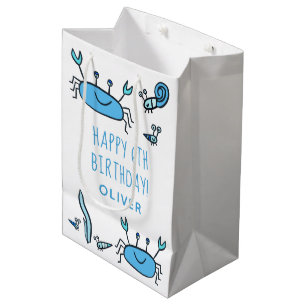 Cute Blue Crab Sea Animals Boy Happy Birthday Medium Gift Bag