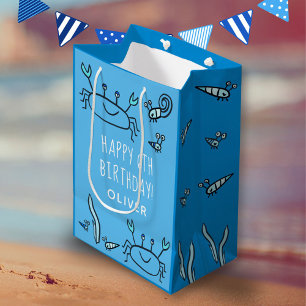 Cute Blue Crab Sea Animals Boy Happy Birthday Medium Gift Bag