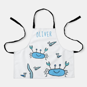 Cute Blue Crab Sea Animals Boy Name Apron