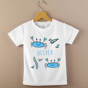 Cute Blue Crab Sea Animals Boy Name T-Shirt