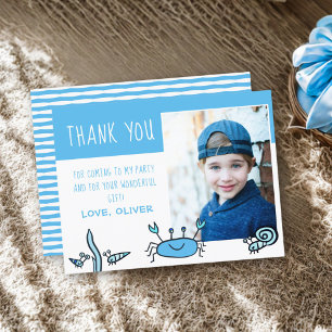 Cute Blue Crab Sea Animals Boy Photo Birthday Postcard