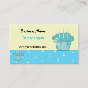 Cute Blue Cupcake Design Business Card