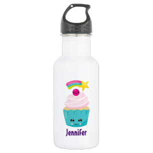 Cute Blue Cupcake with Kawaii Face 532 Ml Water Bottle