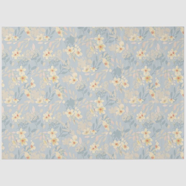 Cute Blue Daisy floral decoupage Tissue Paper (Front)